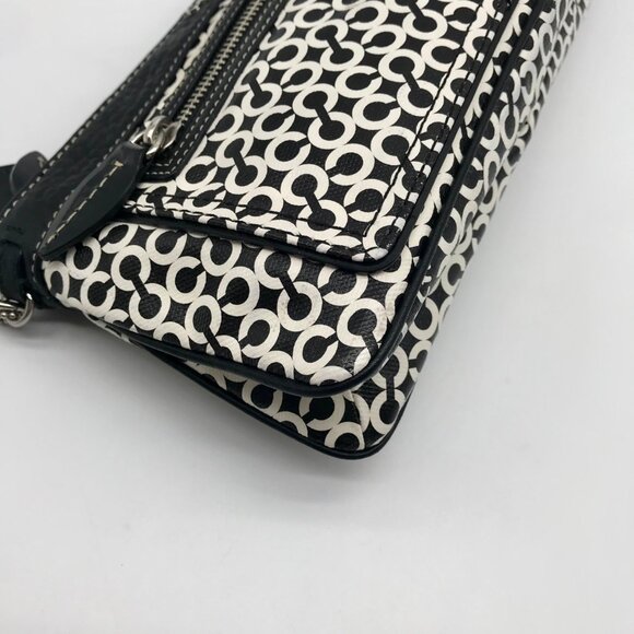 Coach Black & White Patent Leather Penelope Op Art Convertible clutch 13166 - Picture 9 of 11